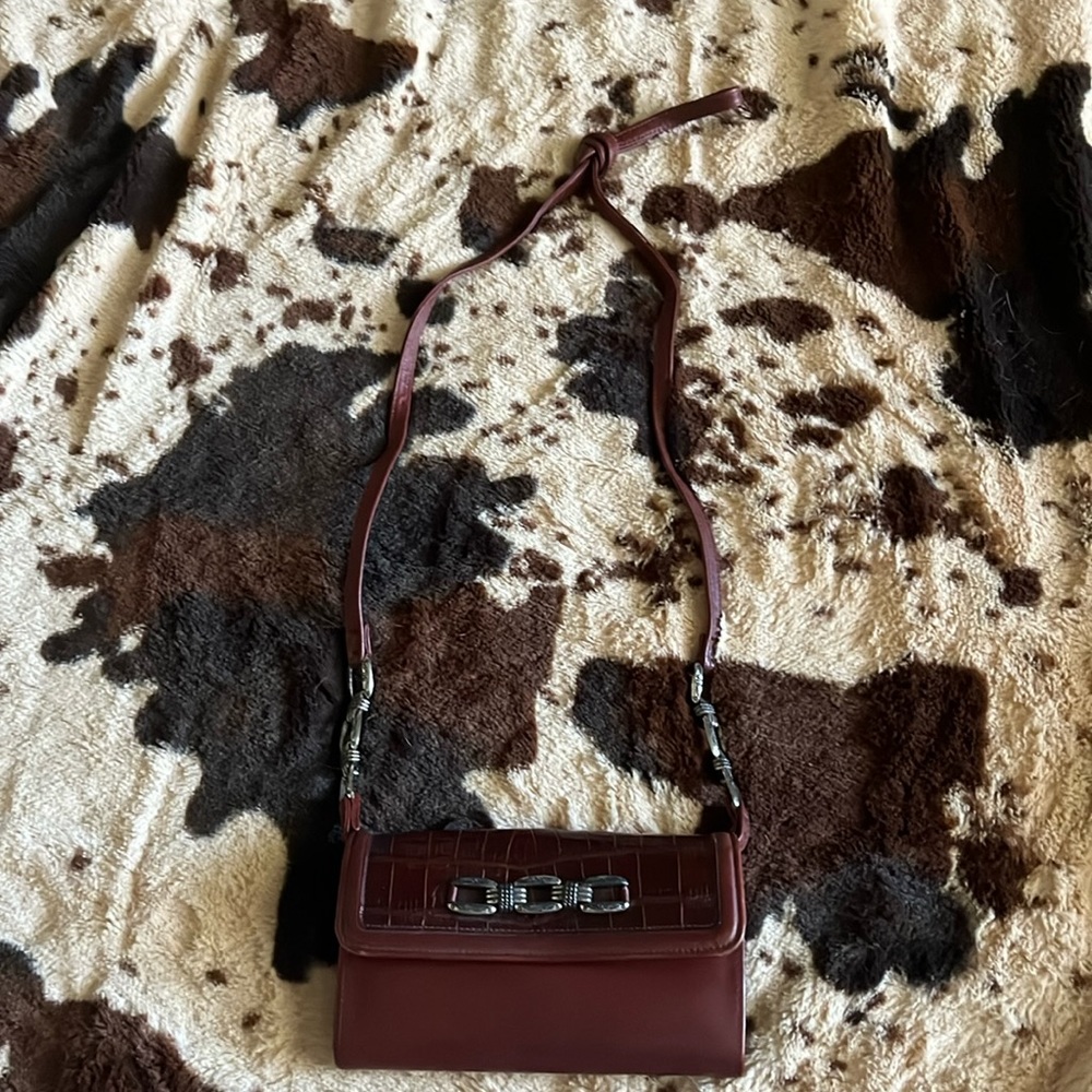 Burgundy Brighton mini bag w/ multi card, cash and coin compartments